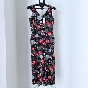 Ann Taylor Black Floral Midi Romper
